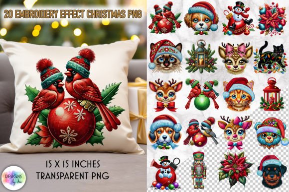 Embroidery Effect Christmas Clipart PNG Review for Merchandise